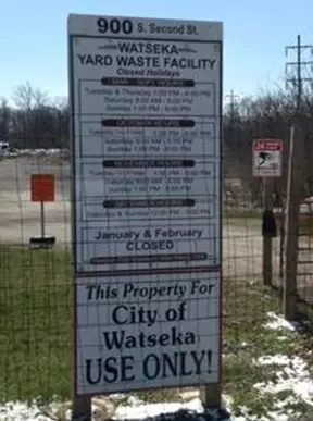 Sign detailing rules for yard waste disposal