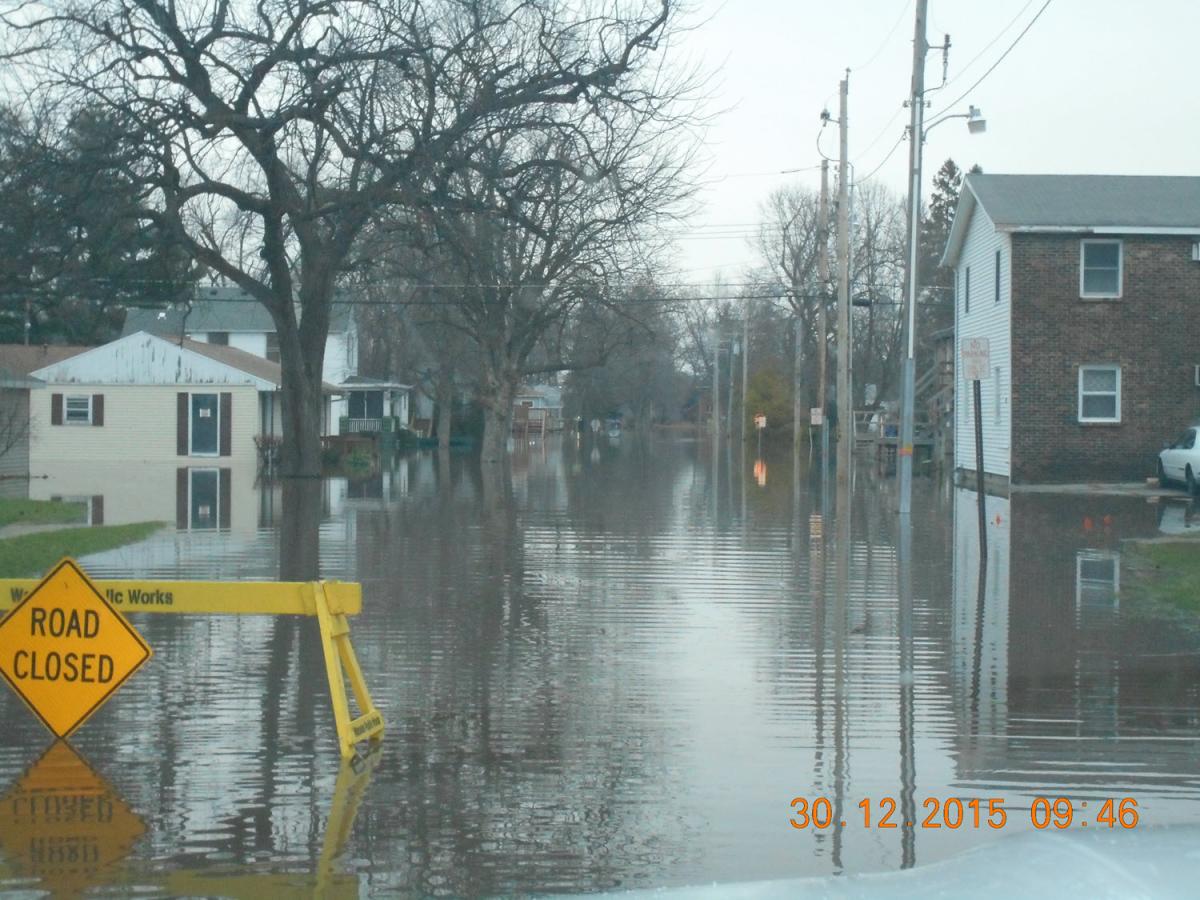 floodwaters covering the street